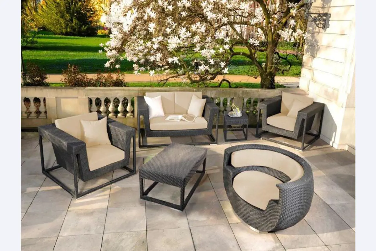 Grupos de muebles de jardín de mimbre-1
