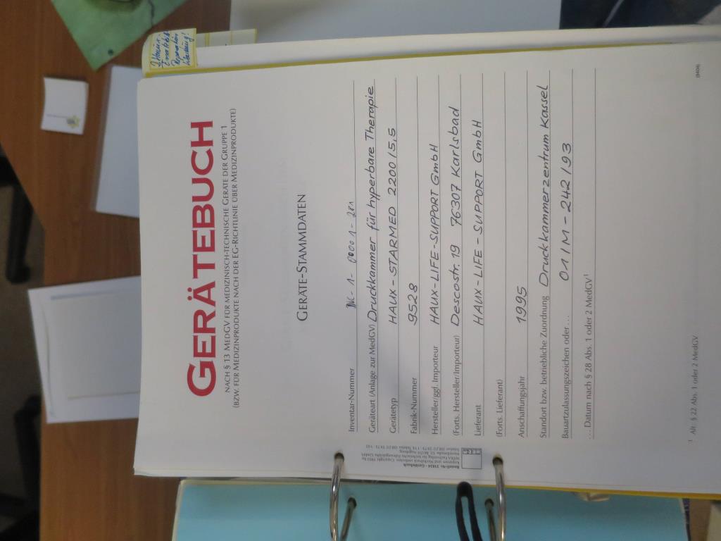 
technical installations as well as operating and business equipment in the field of diving and overpressure medicine<br>-12