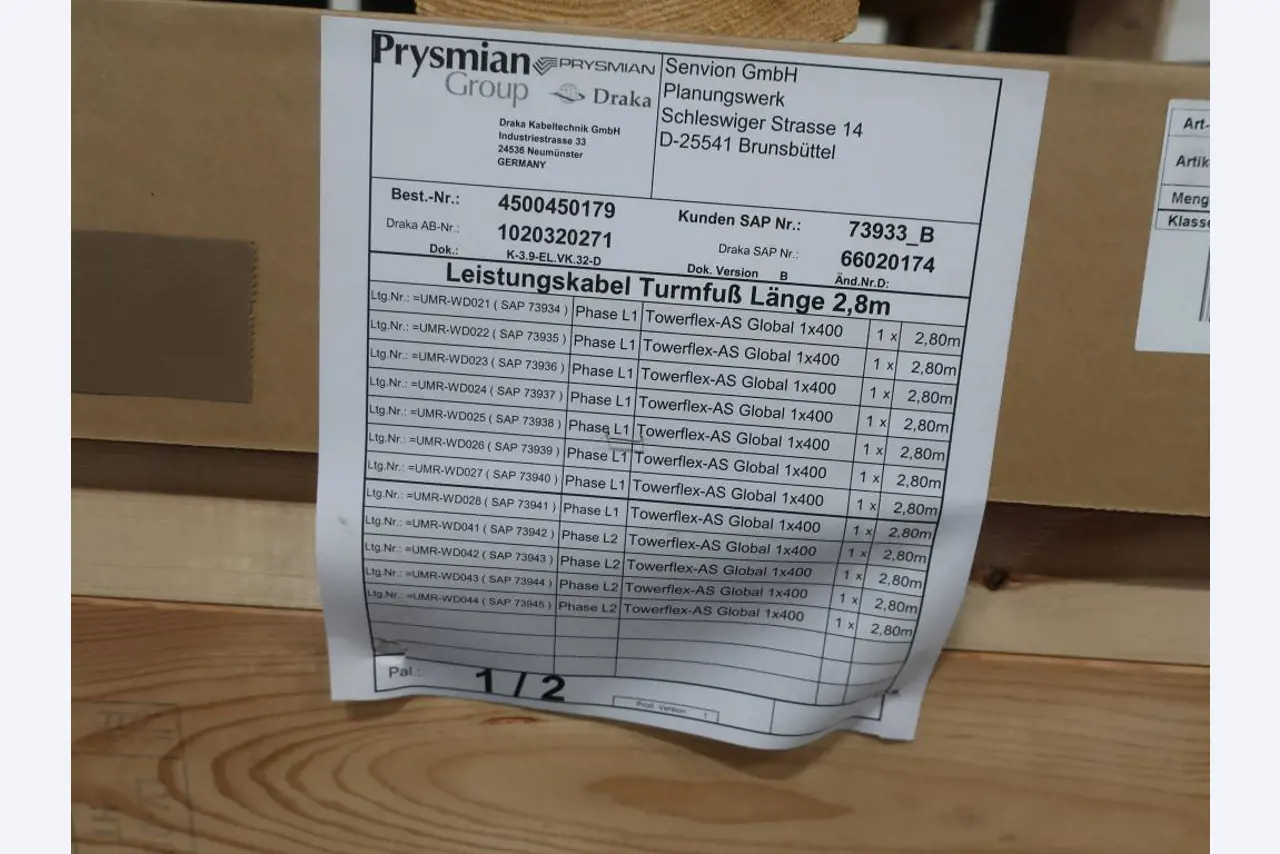 Sale of the no longer needed assets formerly used by an international manufacturer of wind turbines
-1