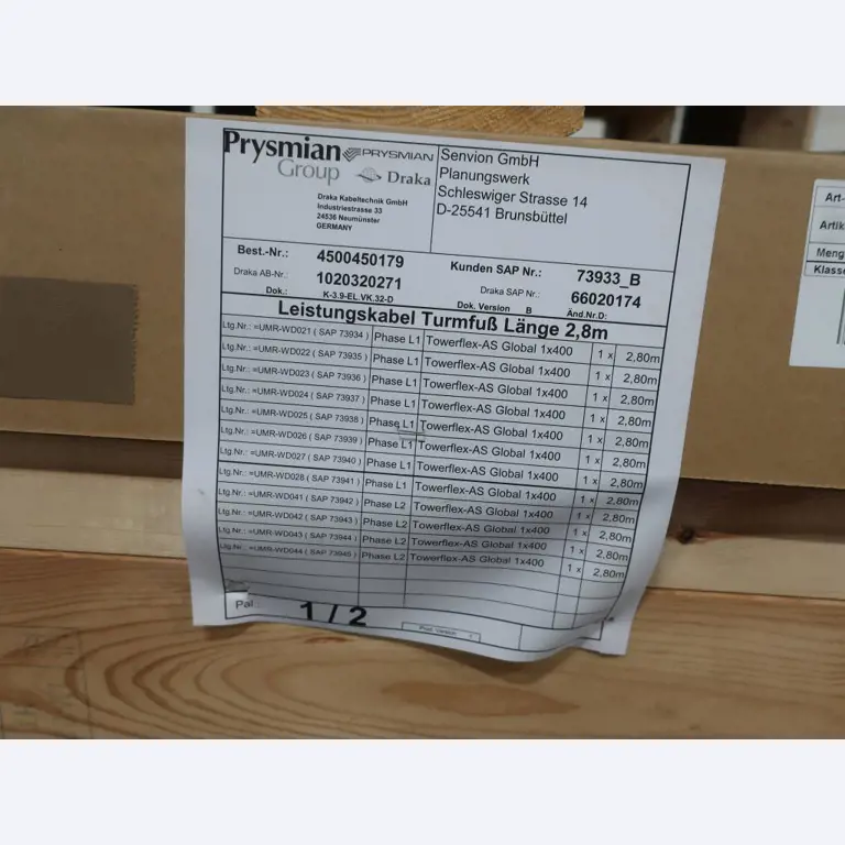 Sale of the no longer needed assets formerly used by an international manufacturer of wind turbines
-1