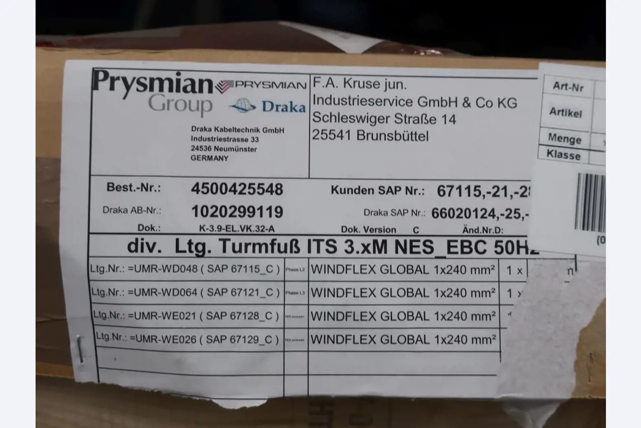 Sale of the no longer needed assets formerly used by an international manufacturer of wind turbines
-2