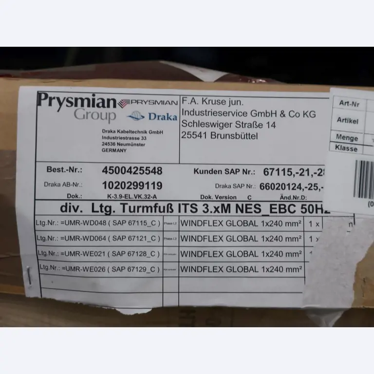 Sale of the no longer needed assets formerly used by an international manufacturer of wind turbines
-2