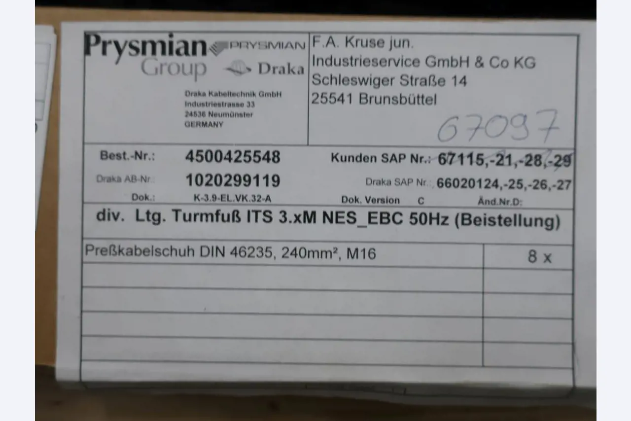 Sale of the no longer needed assets formerly used by an international manufacturer of wind turbines
-3