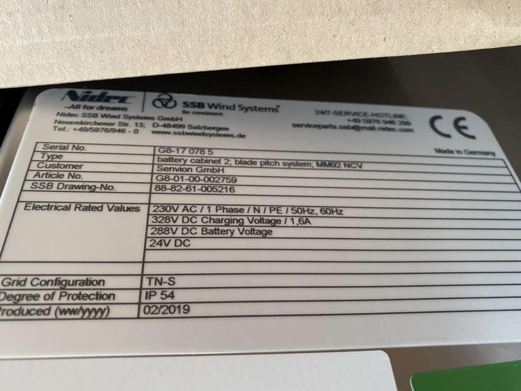 Unidade de produção completa para as turbinas eólicas SENVION MM82 / MM92 / MM100 / 3.XM-4