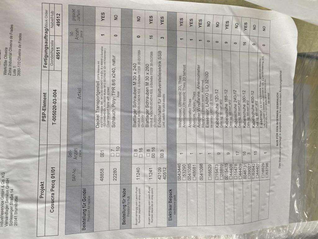 Unidade de produção completa para as turbinas eólicas SENVION MM82 / MM92 / MM100 / 3.XM-12