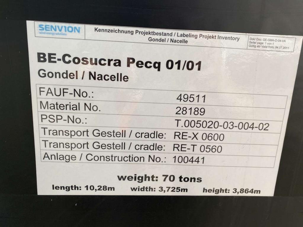 Unidade de produção completa para as turbinas eólicas SENVION MM82 / MM92 / MM100 / 3.XM-5