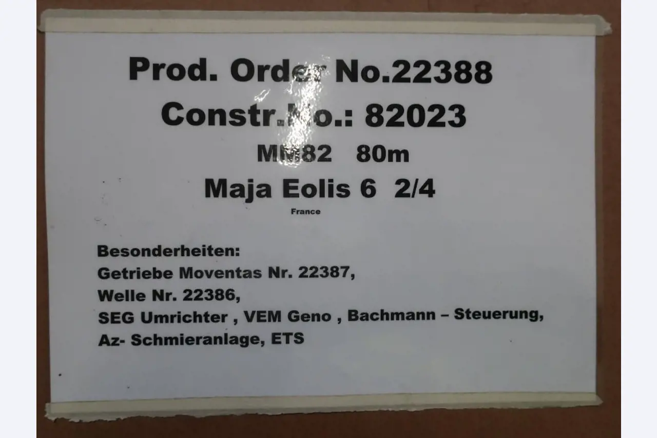 Sale of the no longer needed assets formerly used by an international manufacturer of wind turbines
-2