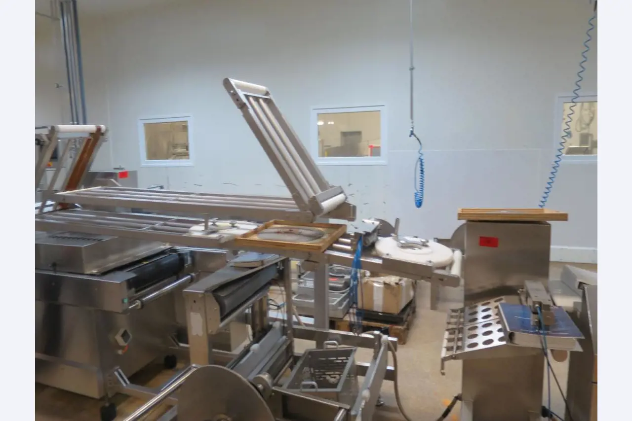 Máquinas bem conservadas para a produção de carnes salgadas/produtos de carne curados e carnes fumadas, máquinas de corte e de embalagem, equipamento de fábrica e de escritório-8