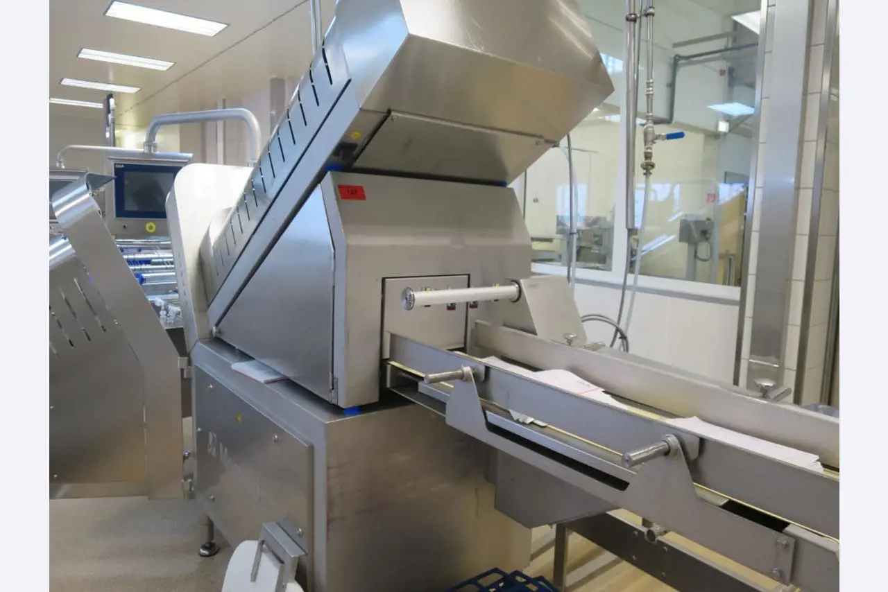 Máquinas bem conservadas para a produção de carnes salgadas/produtos de carne curados e carnes fumadas, máquinas de corte e de embalagem, equipamento de fábrica e de escritório-1