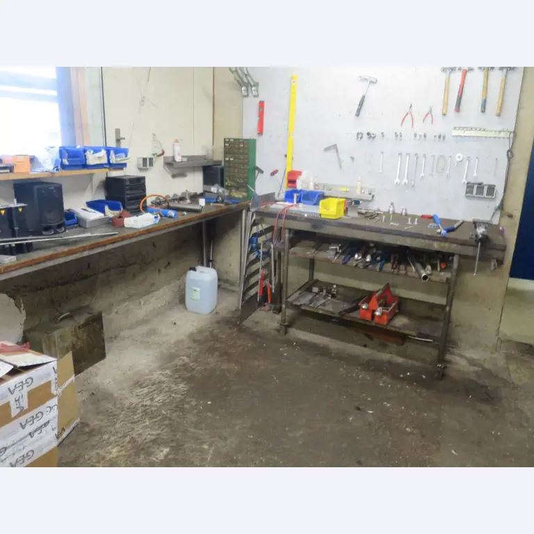 Máquinas bem conservadas para a produção de carnes salgadas/produtos de carne curados e carnes fumadas, máquinas de corte e de embalagem, equipamento de fábrica e de escritório-4