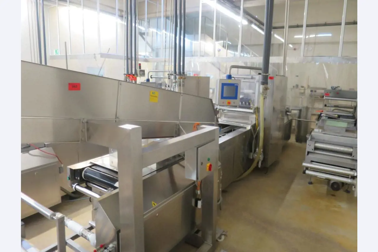 Máquinas bem conservadas para a produção de carnes salgadas/produtos de carne curados e carnes fumadas, máquinas de corte e de embalagem, equipamento de fábrica e de escritório-9