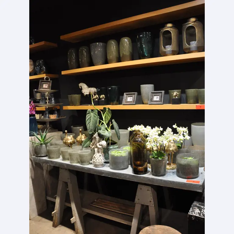 Dobře udržované vybavení obchodu a exkluzivní dekorativní předměty z květinového butiku-1