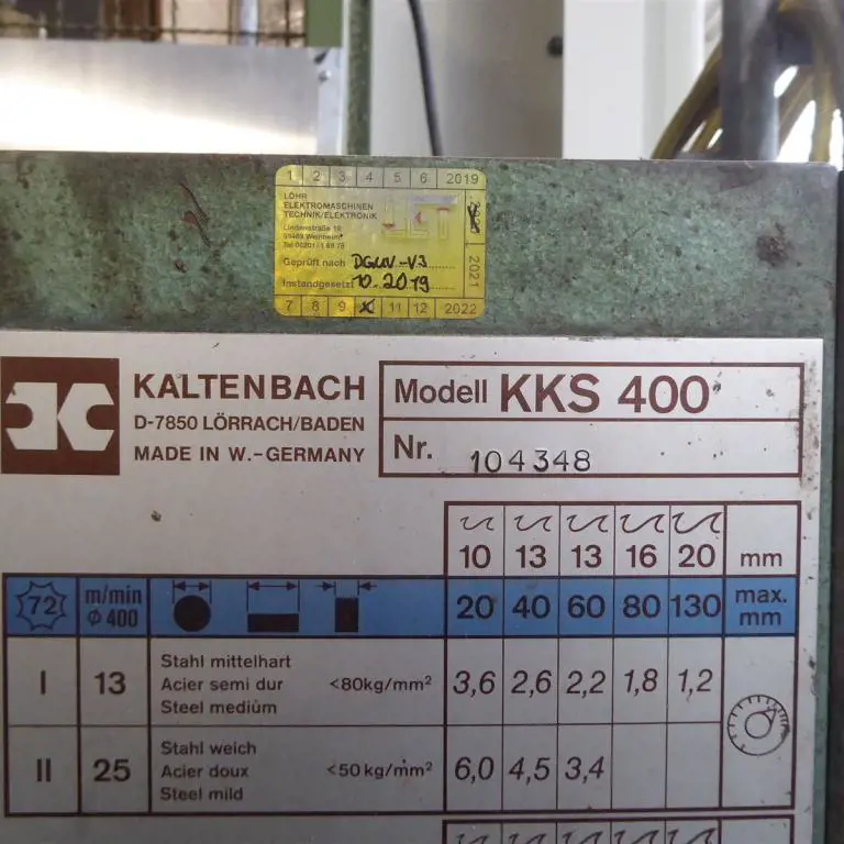 Unterflurkaltkreissäge Kaltenbach KKS 400