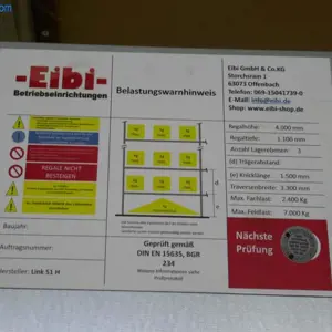 Paletten-Lagerregal (spätere Freigabe ca. Ende Mai) Eibi GmbH & Co. KG