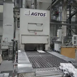 Centrifugal wheel continuous blasting machine with wire mesh conveyor belt Sinto Agtos BS 08-04-01-3.6-08-11