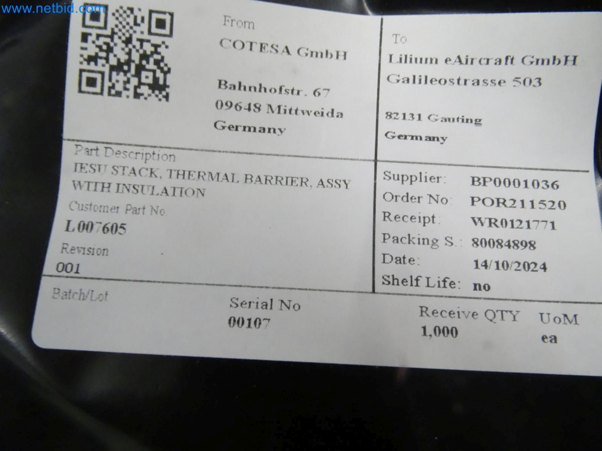 LILIUM eAircraft GmbH / LILIUM GmbH; machines, test systems and operating equipment for the production of eVTOLs-2