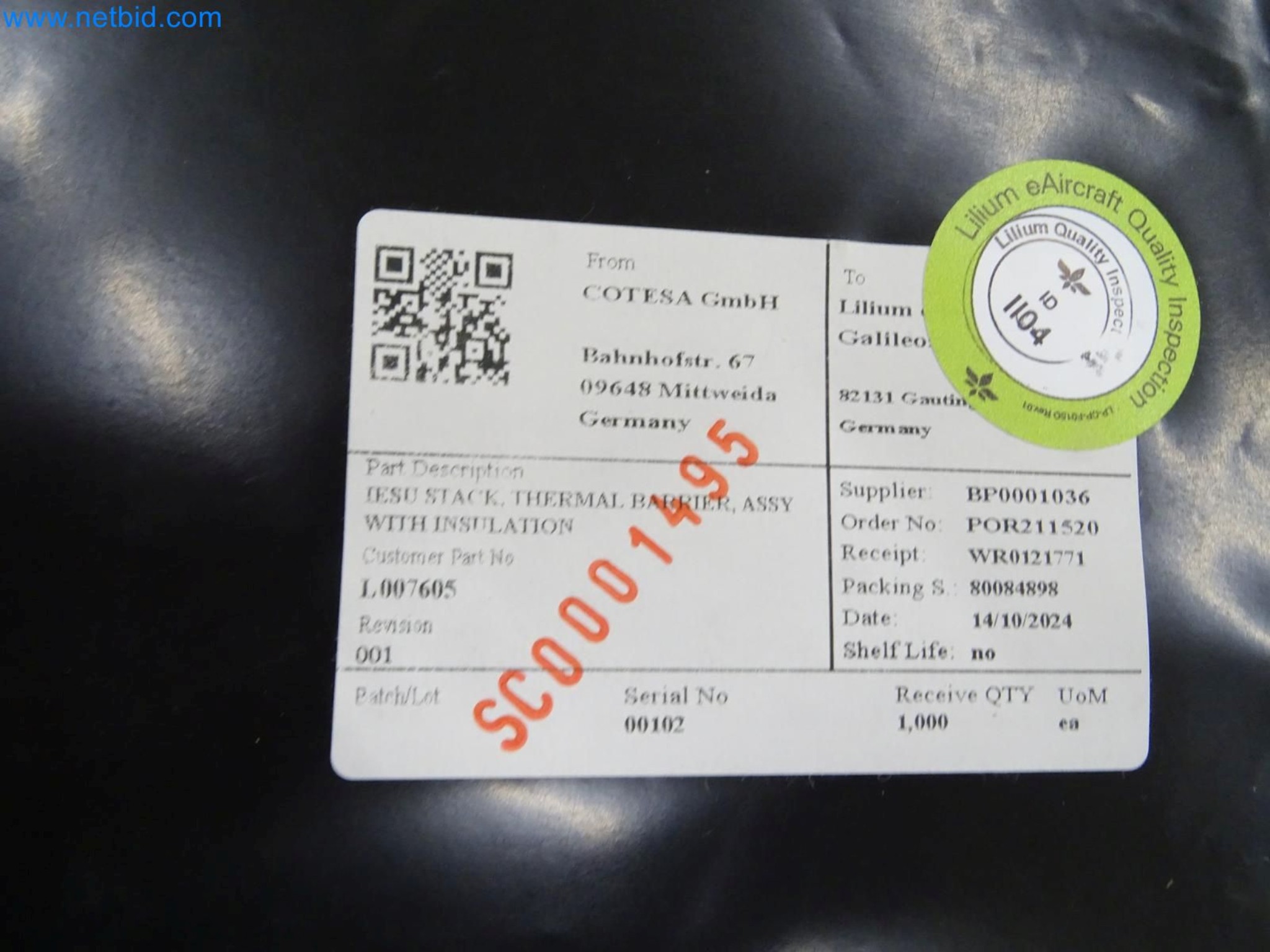 LILIUM eAircraft GmbH / LILIUM GmbH; Maschinen, Testanlagen und Betriebsausstattungen zur Herstellung von eVTOL -3