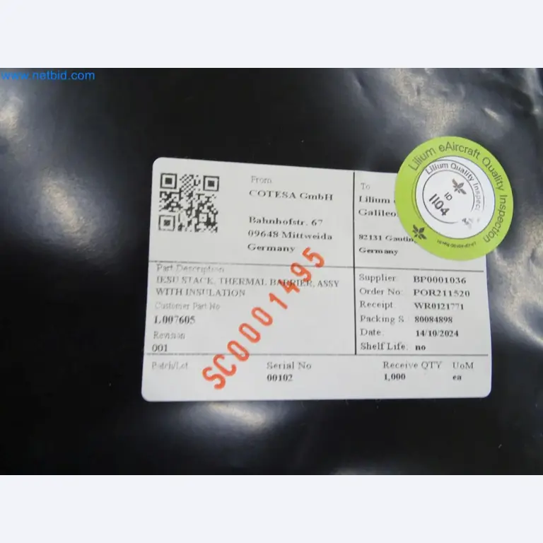 LILIUM eAircraft GmbH / LILIUM GmbH; Maschinen, Testanlagen und Betriebsausstattungen zur Herstellung von eVTOL -3