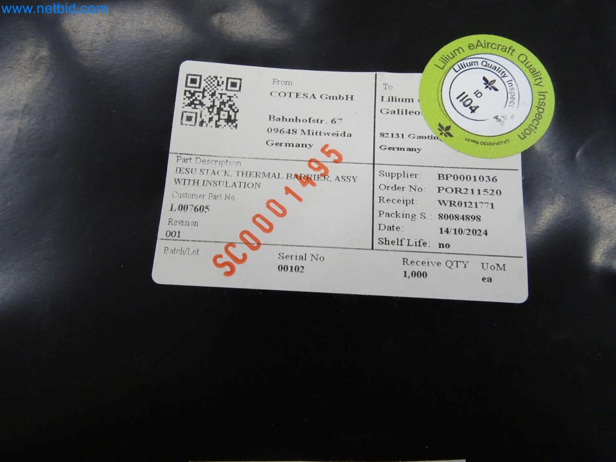 LILIUM eAircraft GmbH / LILIUM GmbH; Maschinen, Testanlagen und Betriebsausstattungen zur Herstellung von eVTOL -5