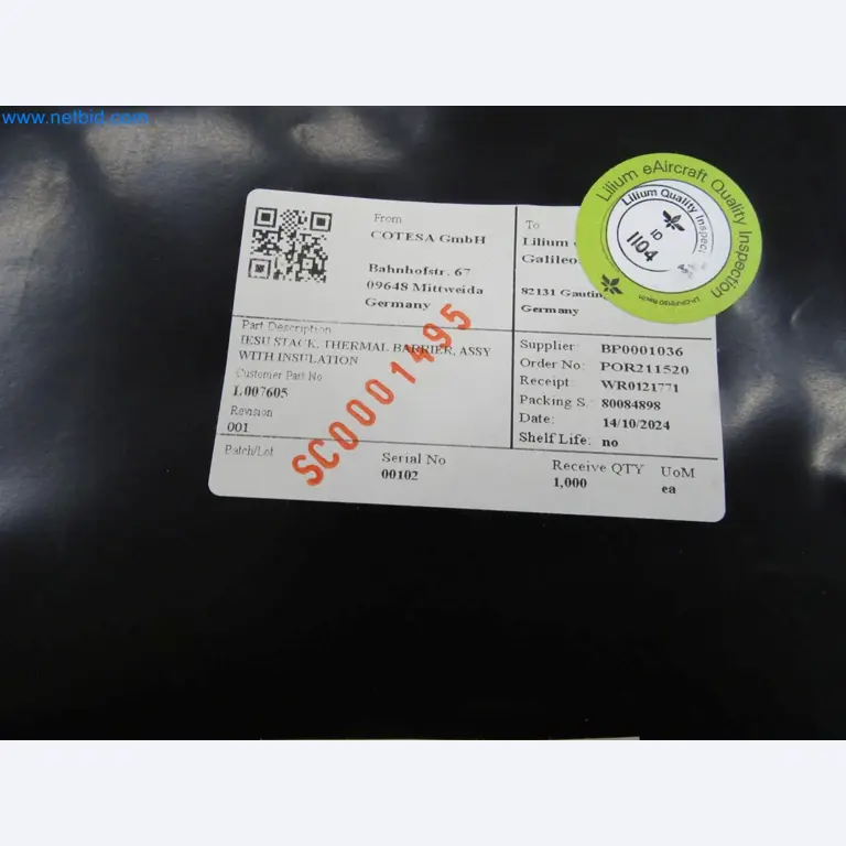 LILIUM eAircraft GmbH / LILIUM GmbH; Maschinen, Testanlagen und Betriebsausstattungen zur Herstellung von eVTOL -5