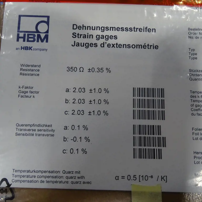 5 Rekstrookjes HBM 6/350 CRY86-3L-10M