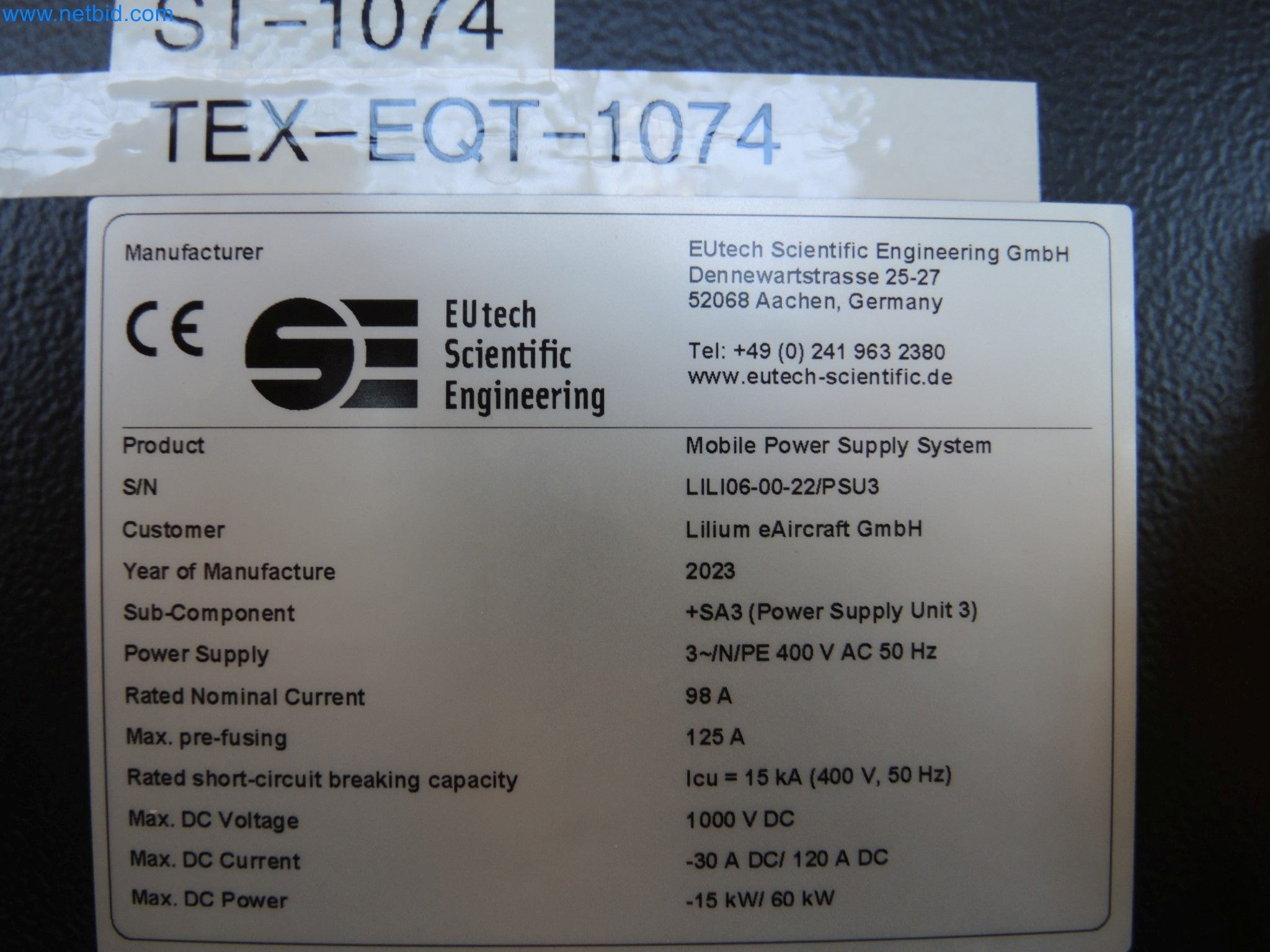 LILIUM eAircraft GmbH / LILIUM GmbH; machines, test systems and operating equipment for the production of eVTOLs-25