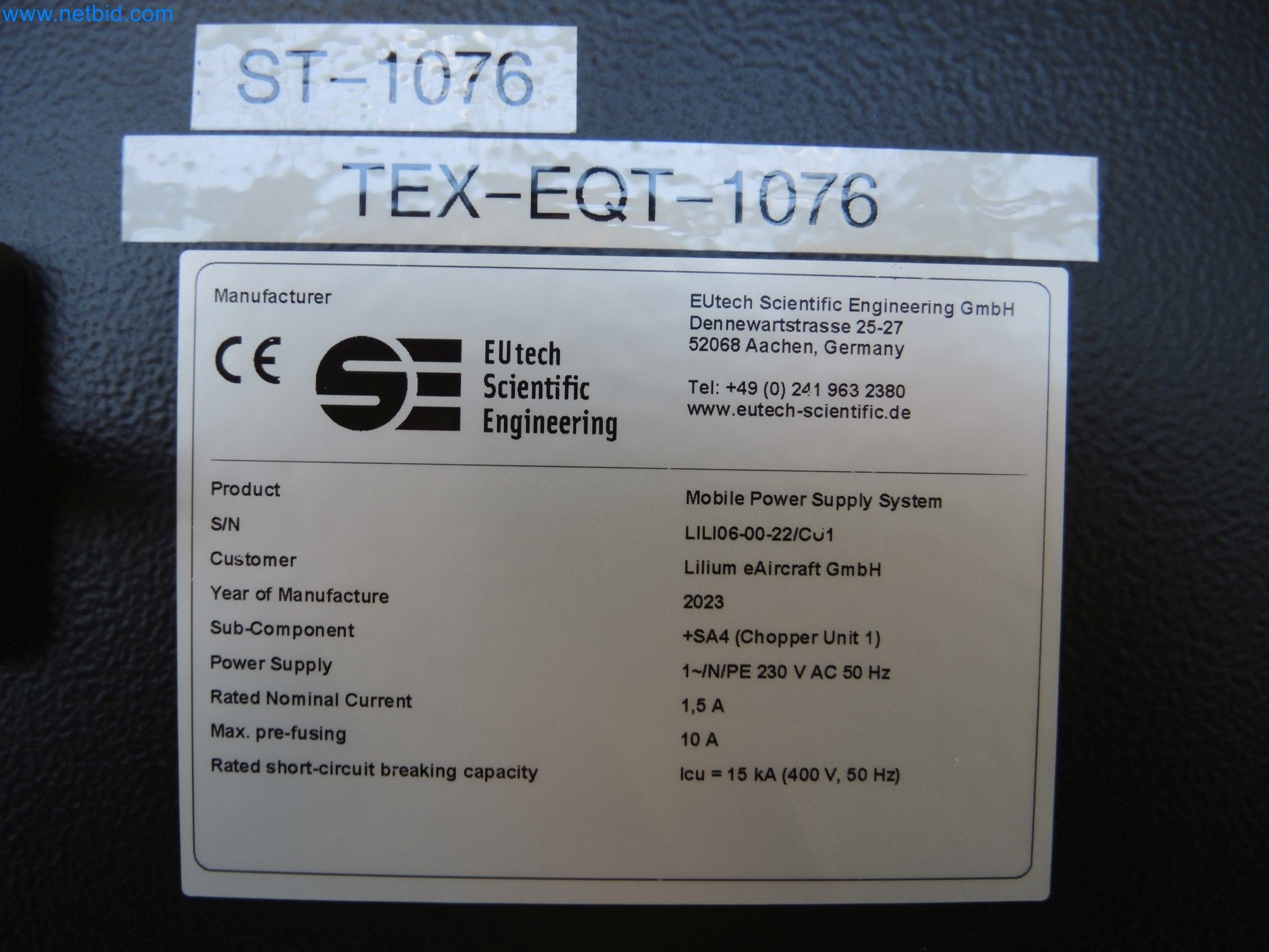 LILIUM eAircraft GmbH / LILIUM GmbH; machines, test systems and operating equipment for the production of eVTOLs-3