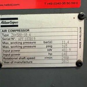 Compressor Atlas Copco ZH Plus 500-10.4