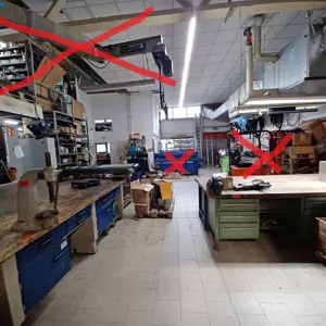 Ruimte voor onderhoud, kantoor en laswerkplaats (volgens foto's en tekst - ZONDER items 29 en 30, ZONDER kraan en vorkheftruck - item 534)