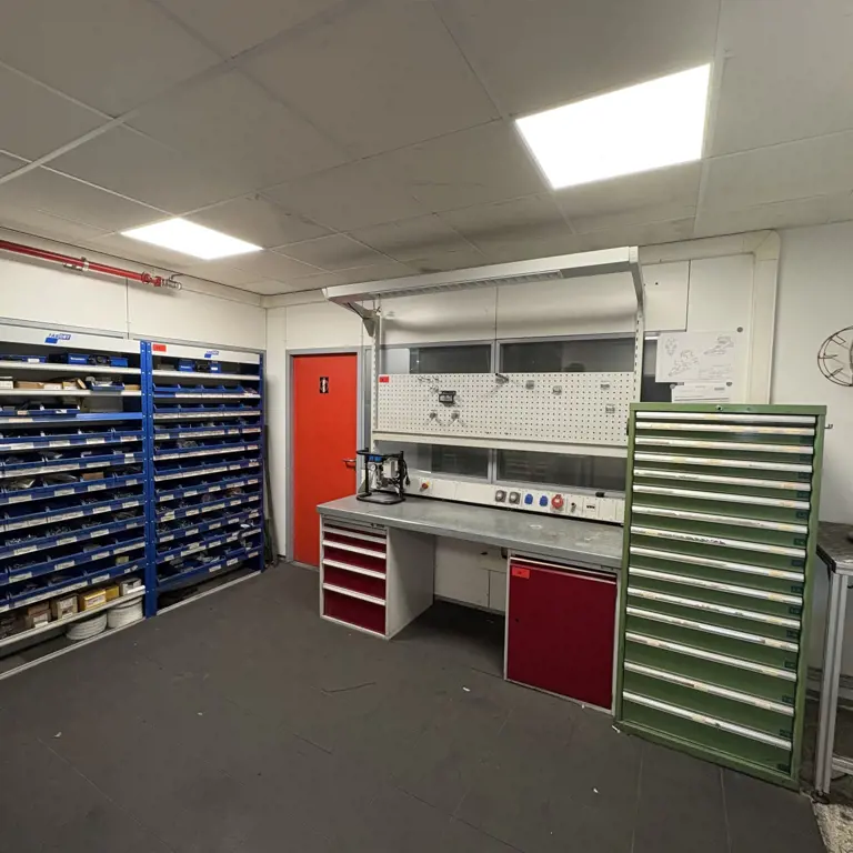 Lot of workbenches and cabinets