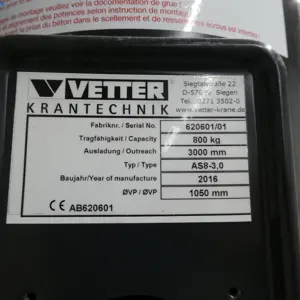 Grue pivotante sur colonne Vetter AS8-3.0