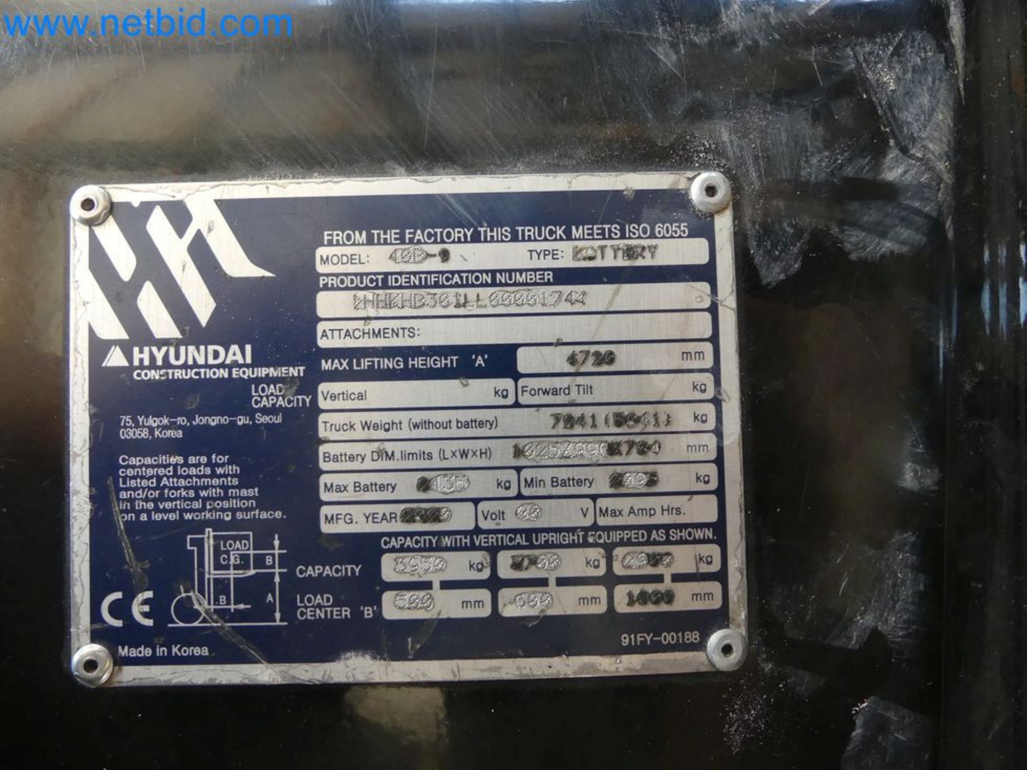 Hyundai 40B-9 electric front forklift truck with Still HFX 80V-170A charger-40