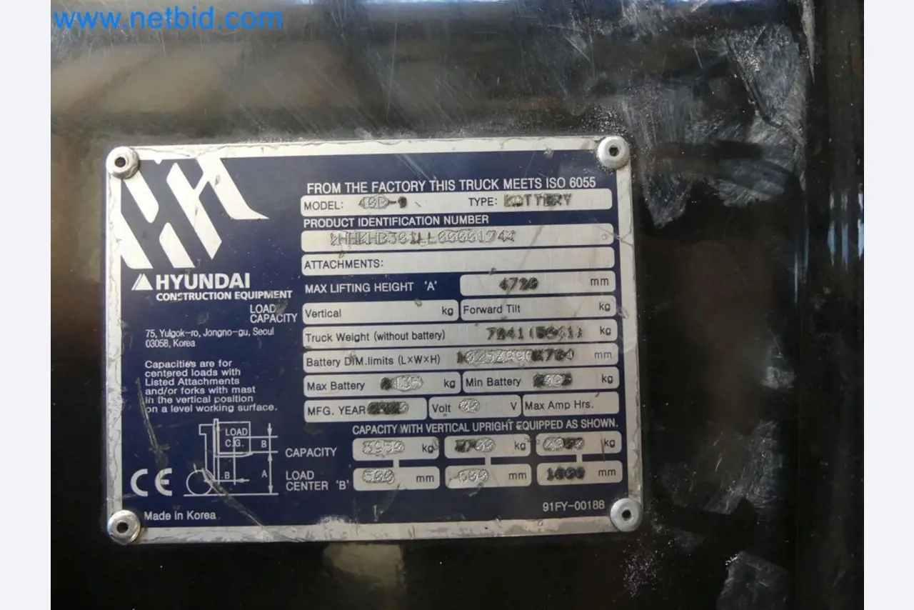 Hyundai 40B-9 electric front forklift truck with Still HFX 80V-170A charger-40