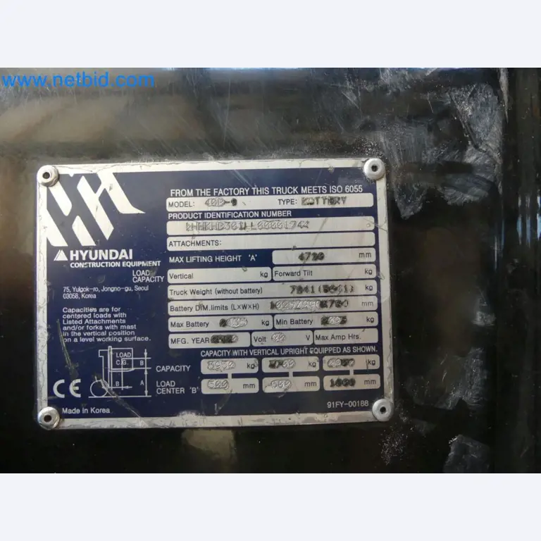 Hyundai 40B-9 electric front forklift truck with Still HFX 80V-170A charger-40