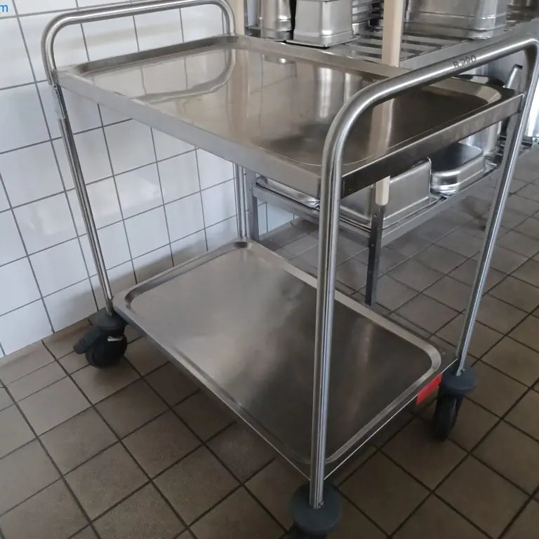 2 Stainless steel serving trolley