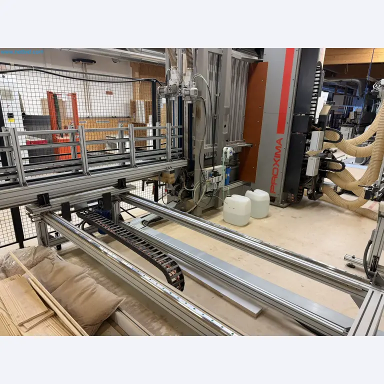 For sale due to insolvency. First-class longitudinal machining center with numerical control for modular furniture production with unloading robot-36