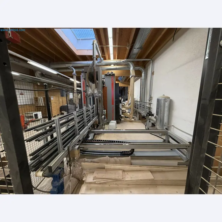 For sale due to insolvency. First-class longitudinal machining center with numerical control for modular furniture production with unloading robot-38