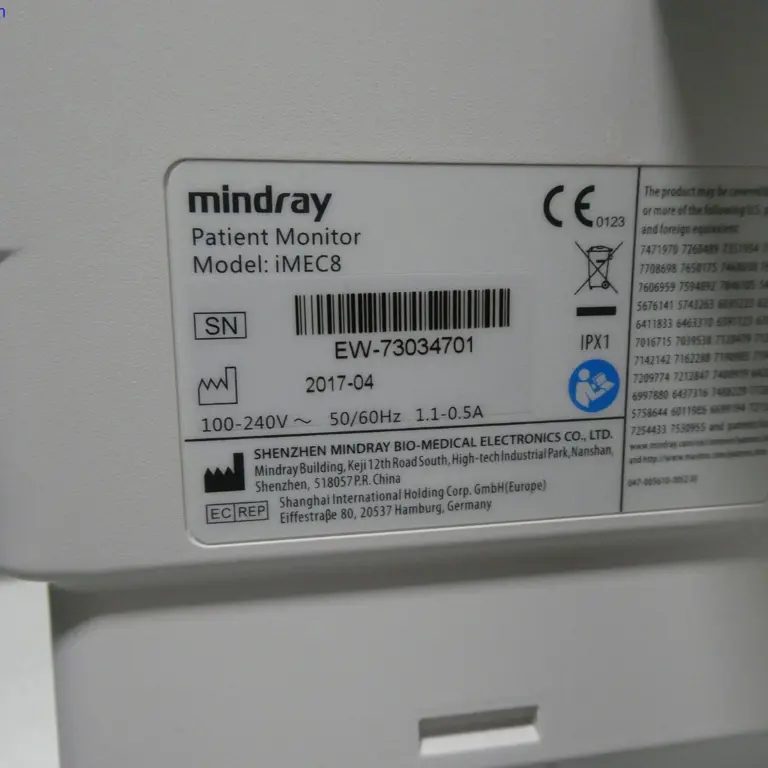 Nadzór patentowy, Monitor Kompakt Mindray Medical Germany GmbH iMEC 8