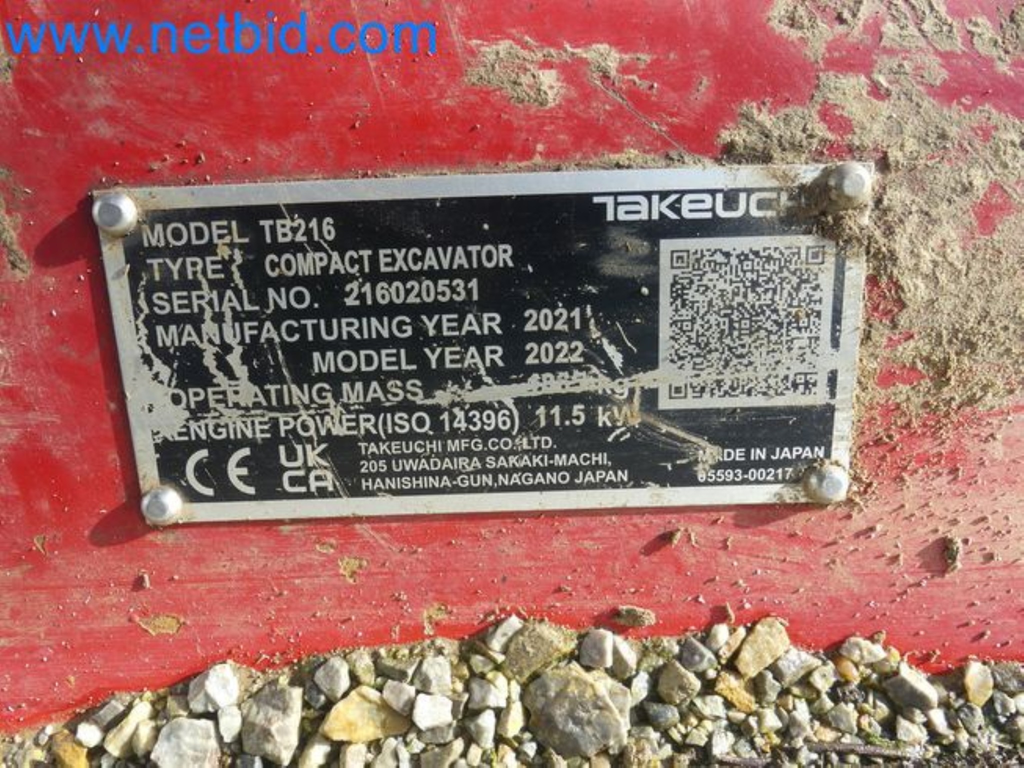 TAKEUCHI TB216 mini crawler excavator-16