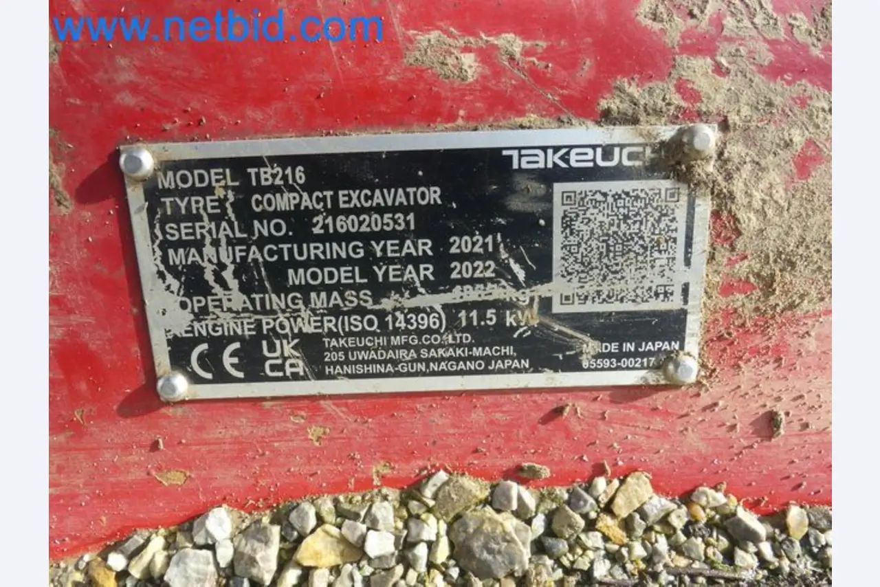 TAKEUCHI TB216 mini crawler excavator-16