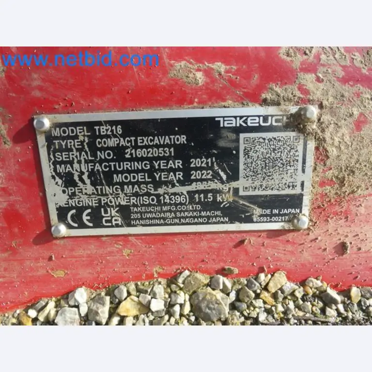 TAKEUCHI TB216 mini crawler excavator-16