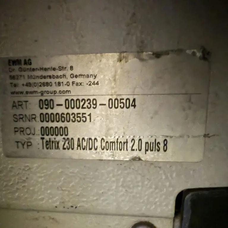 TIG welding machine EWM Tetrix 230 AC/DC Comfort 2.0 puls 8