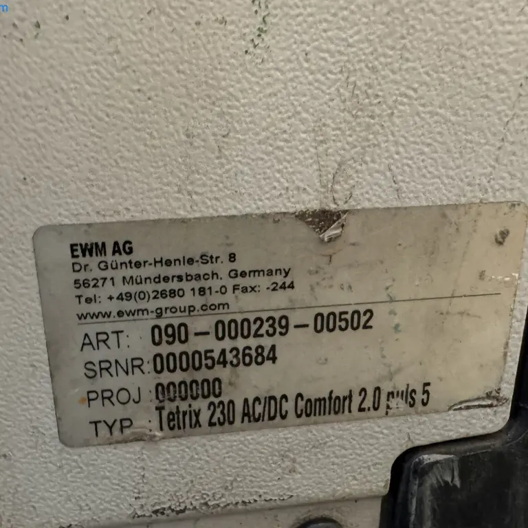 TIG welding machine EWM Tetrix 230 AC/DC Comfort 2.0 puls 5