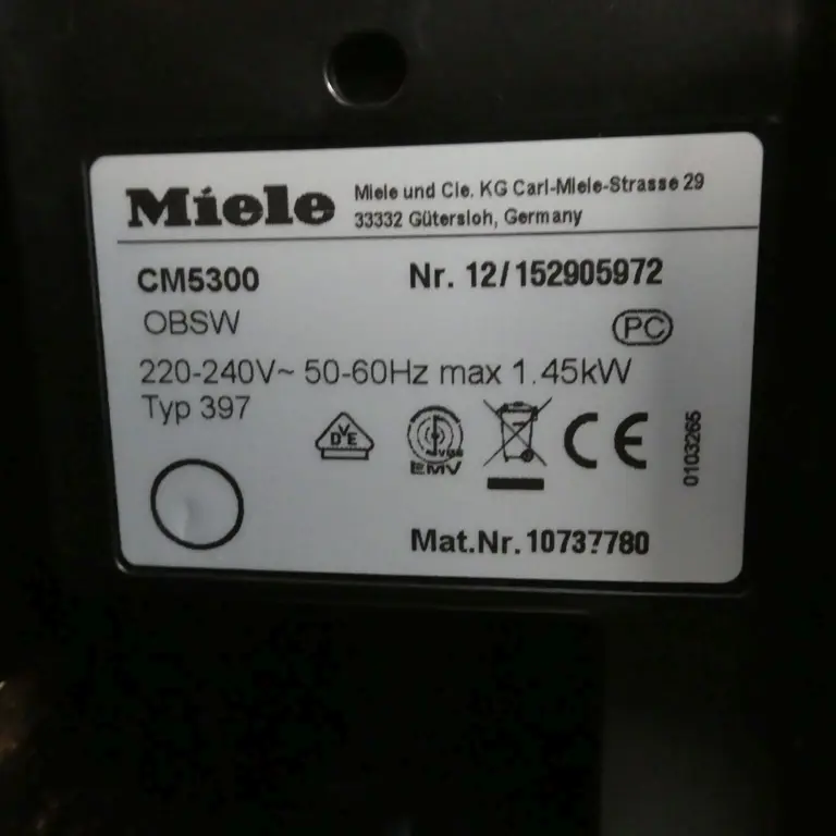 Fully automatic coffee machine Miele
