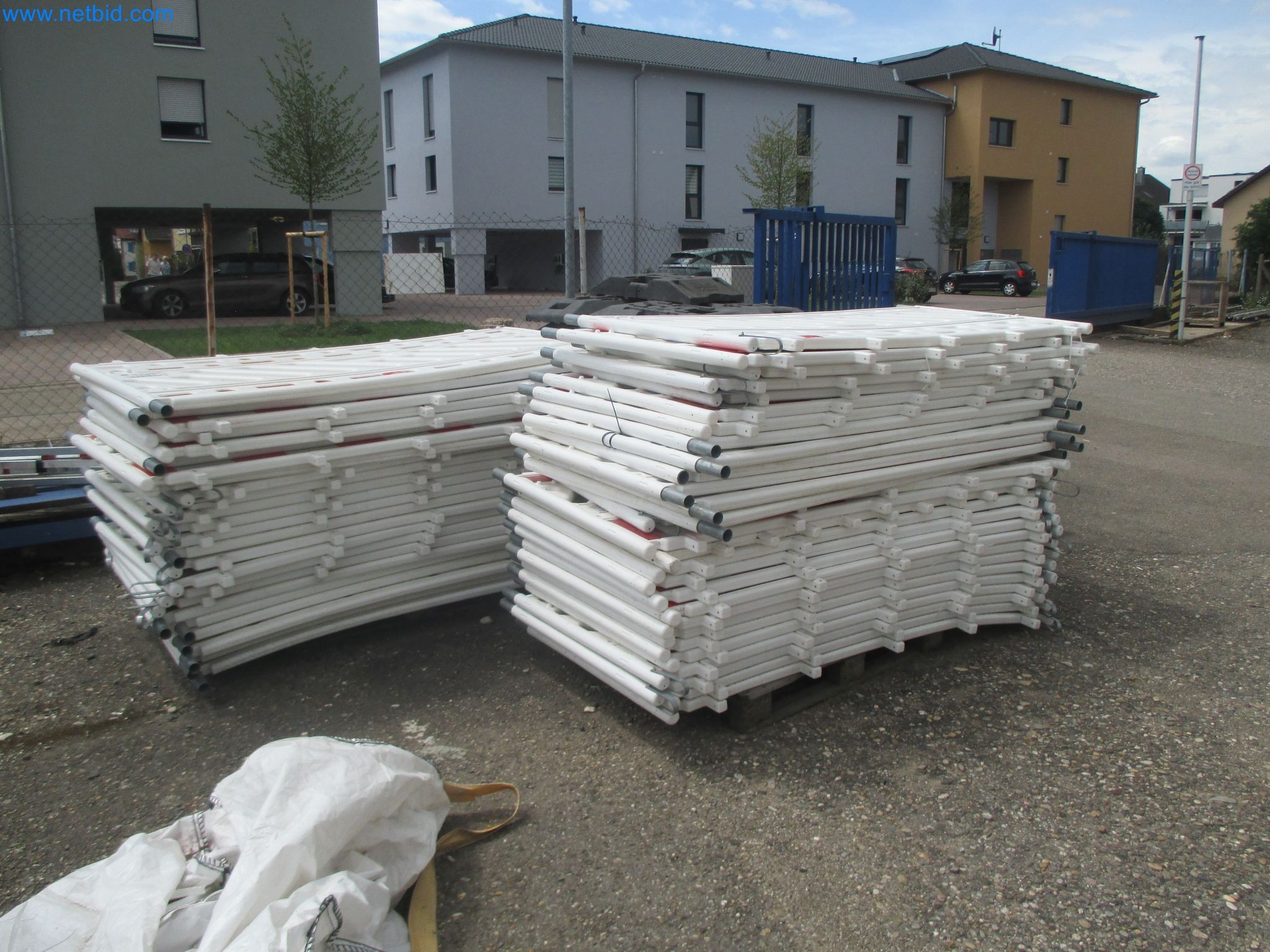Scaffolding components (some from the construction site), machinery, and vehicles belonging to a construction company-2
