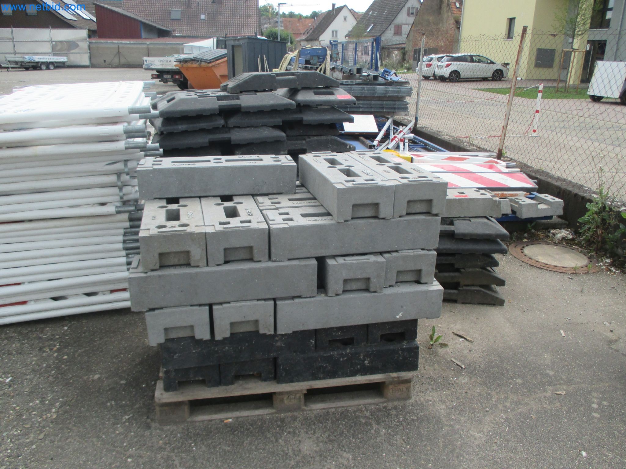 Scaffolding components (some from the construction site), machinery, and vehicles belonging to a construction company-3