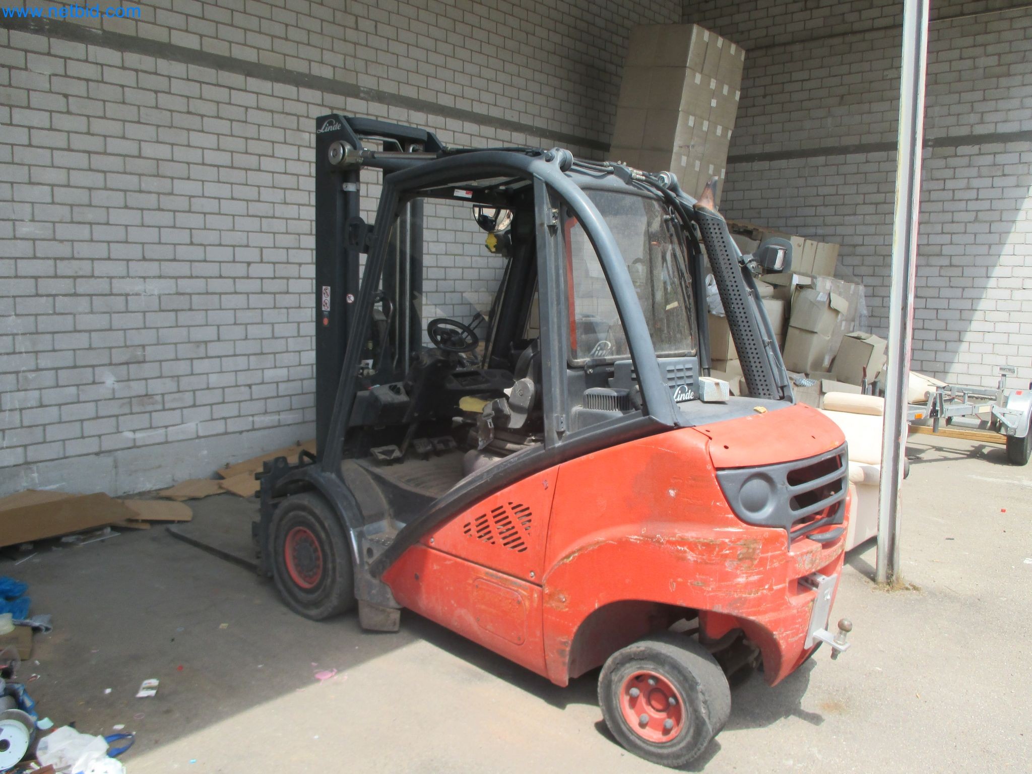 Scaffolding components (some from the construction site), machinery, and vehicles belonging to a construction company-2