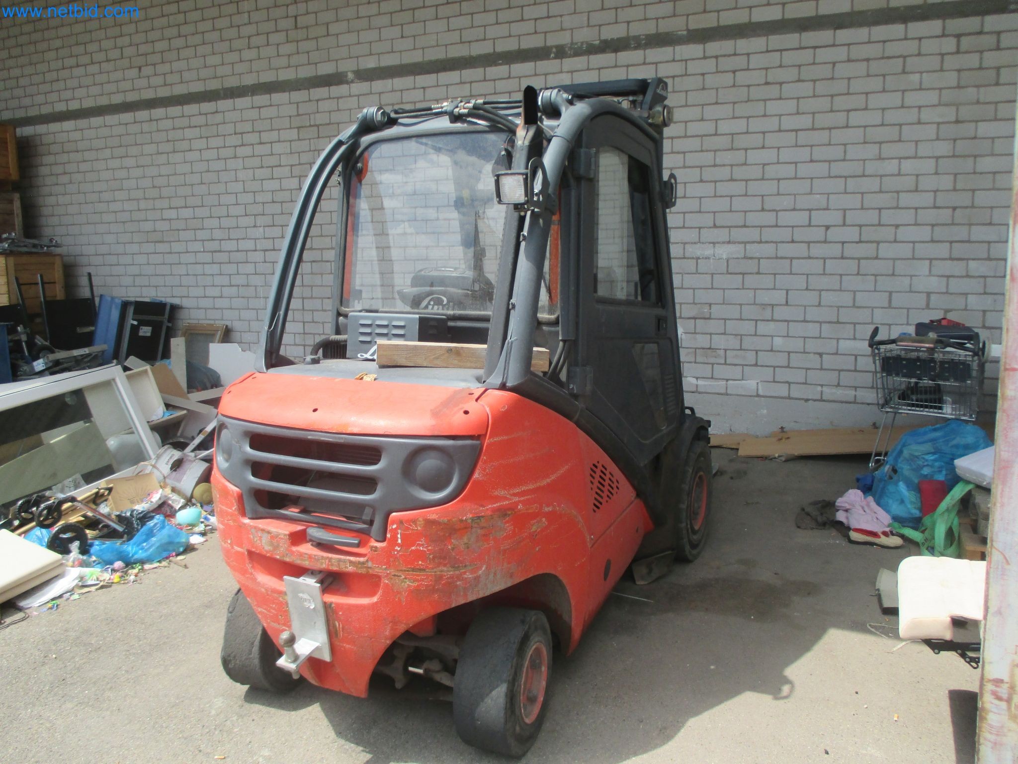 Scaffolding components (some from the construction site), machinery, and vehicles belonging to a construction company-3