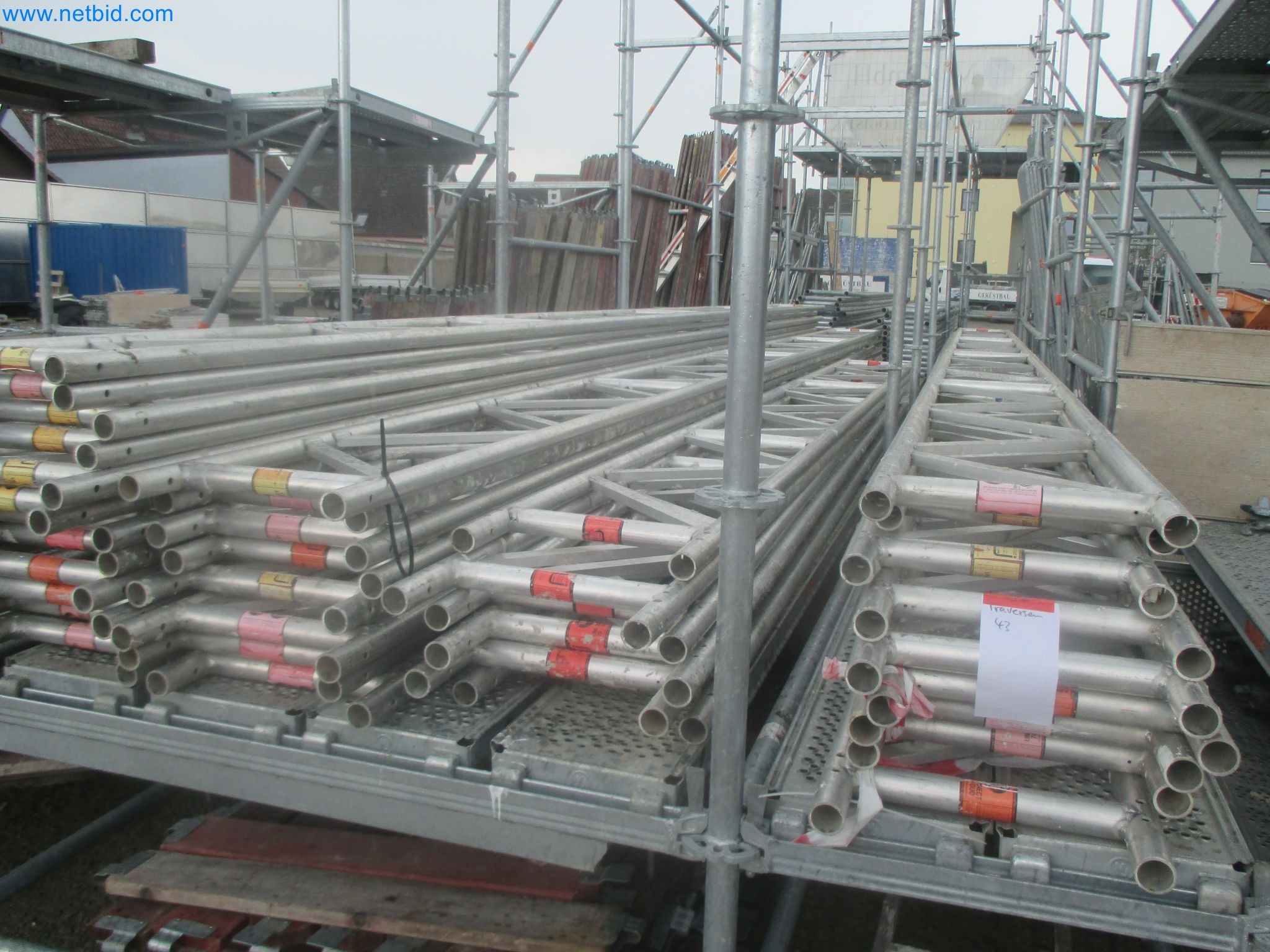 Scaffolding components (some from the construction site), machinery, and vehicles belonging to a construction company-3