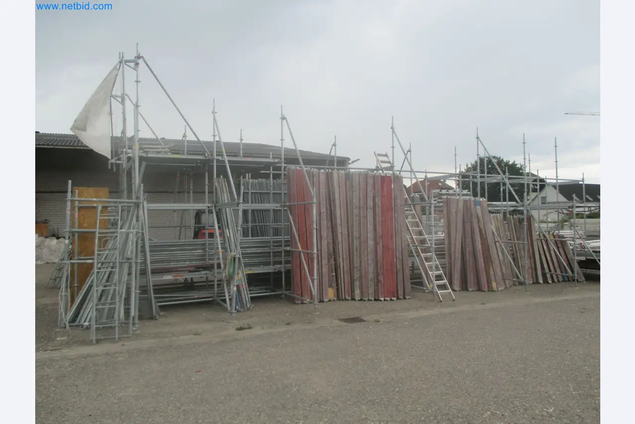 Scaffolding components (some from the construction site), machinery, and vehicles belonging to a construction company-3